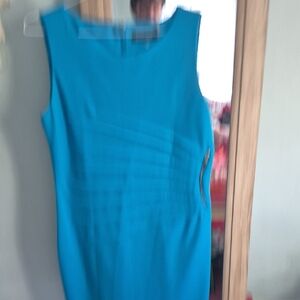 Ivanka Trump Teal Sleeveless Midi Sheath Dress